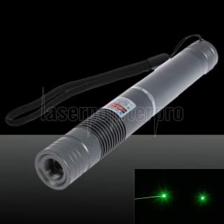 5mW 532nm Focus Green Lichtstrahl-Licht-Laser-Zeiger-Feder mit 18650 Akku Silber