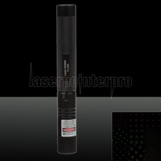 HJ-308 5mW 4-Mode Starry Sky Green Spot & Light puntatore laser rosso con Charger + Battery + Holder Nero