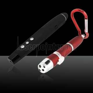 Puntero láser remoto Presentación Red USB 3 en 1 proyectiva puntero láser rojo de la pluma llavero linterna + 5mW Wireless