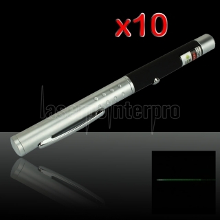 10Pcs 100mW 532nm Half Steel Mid-Open Green Laser Pointer Pen