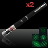 2Pcs 5-en-1 200mW 532nm Open-dos stylo pointeur laser vert kaléidoscopique