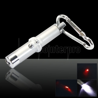2 in 1 5mW 650nm Laser Pointer Pen Argento (Red Laser + LED torcia elettrica)