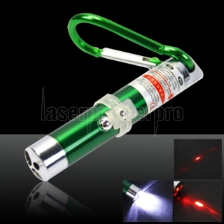 2 en 1 5mW 650nm Pen pointeur laser rouge vert (Rouge Lasers + LED Flashlight)