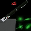5pcs 5 em 1 50mW 532nm Mid-aberto Kaleidoscopic caneta ponteiro laser verde
