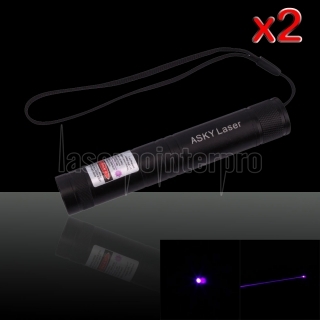 2Pcs 100mW 405nm Flashlight Style Blue Laser Pointer (with one 16340 battery)