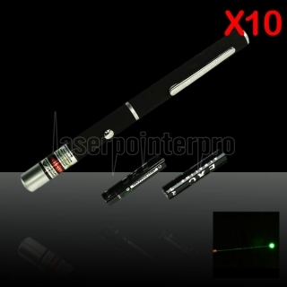10Pcs 30mW 532nm Mid-open-Grün-Laser-Zeiger-Feder mit 2 AAA-Batterie