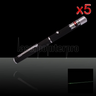 5Pcs 50mW 532nm Mid-aperto Verde Penna puntatore laser con batteria 2AAA