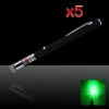 5 PIÈCES 150mW 532nm Mid-ouverte kaléidoscopique stylo pointeur laser vert avec batterie 2AAA