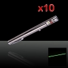 10Pcs 30mW 532nm Green Laser Pointer Pen with 2AAA Battery