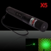 5Pcs 200mW 532nm 303 Focus Kaleidoscopic Flashlight Green Laser Pointer (with one 18650 battery)