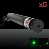 5pcs TSF-302 230mW 532nm justieren Fokus-Taschenlampe Stil grünen Laserpointer Schwarz (inklusive einem 18650 2200mAh 3.7V)
