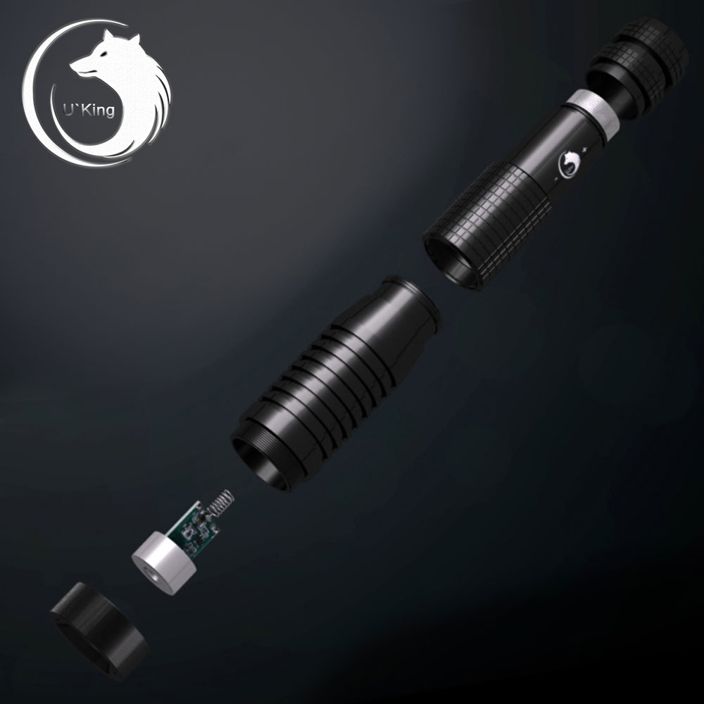 UK ZQ-012L stylo pointeur laser zoomable mode noir 500mW 532nm avec faisceau noir