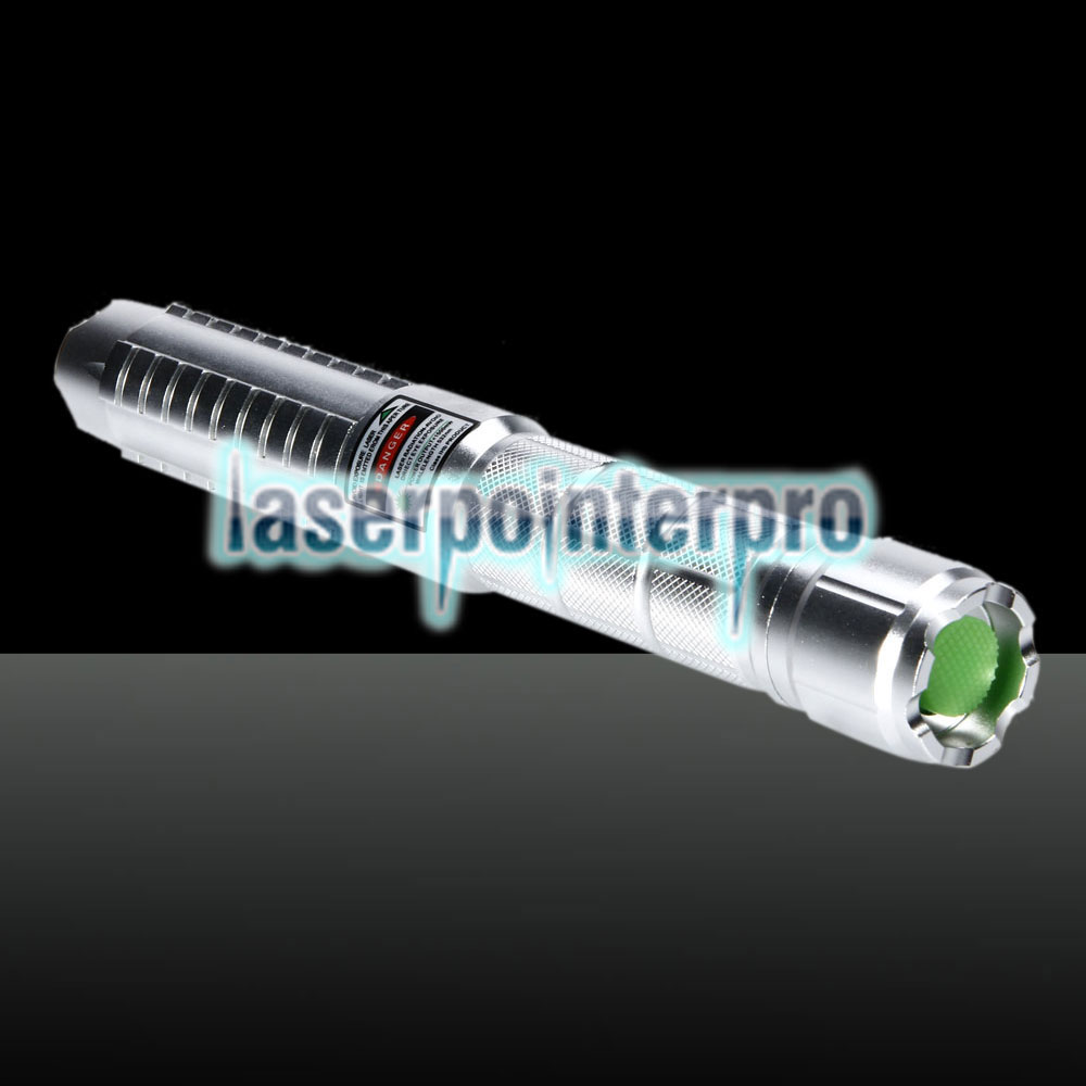 1500mW Green Beam Light Separato Crystal Lotus a forma di testa Laser Pointer Pen Silver