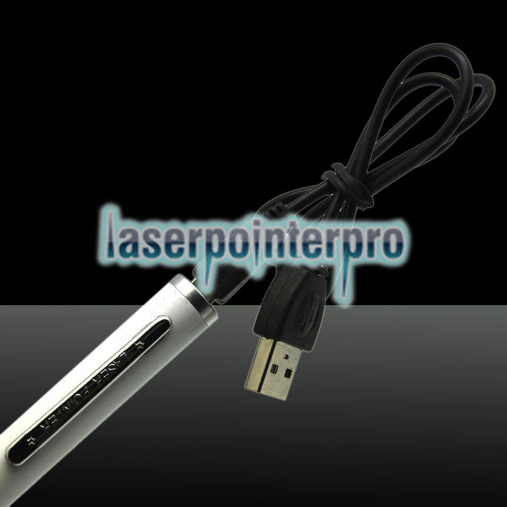 Pluma de puntero láser cargable de un solo punto USB de 100 mW 532 nm Blanco LT-ZS002