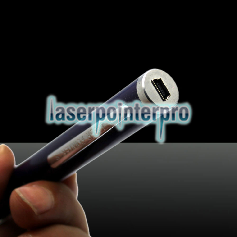 100mW 532nm ponto único USB cobrável Laser Pointer Pen preto LT-ZS004