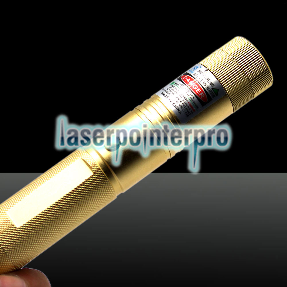 100mW 532nm Green Beam Light Focusable puntero láser pluma Kit de oro