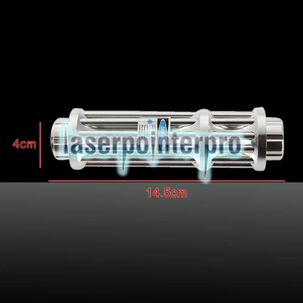 2000mw Queima 450nm Skidproof Blue Laser Beam Laser Pointer Pen Silver