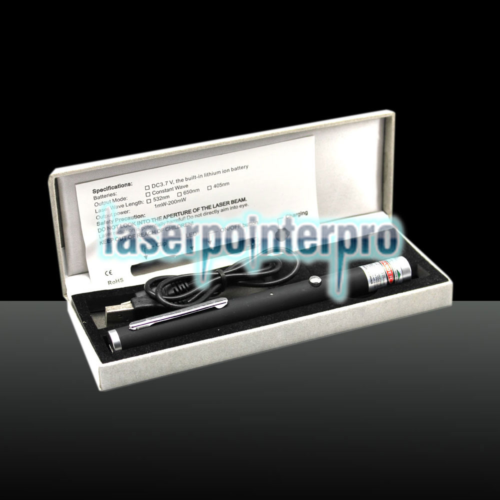 300mw 650nm Penna puntatore laser a raggio singolo con raggio laser rosso con cavo USB nero