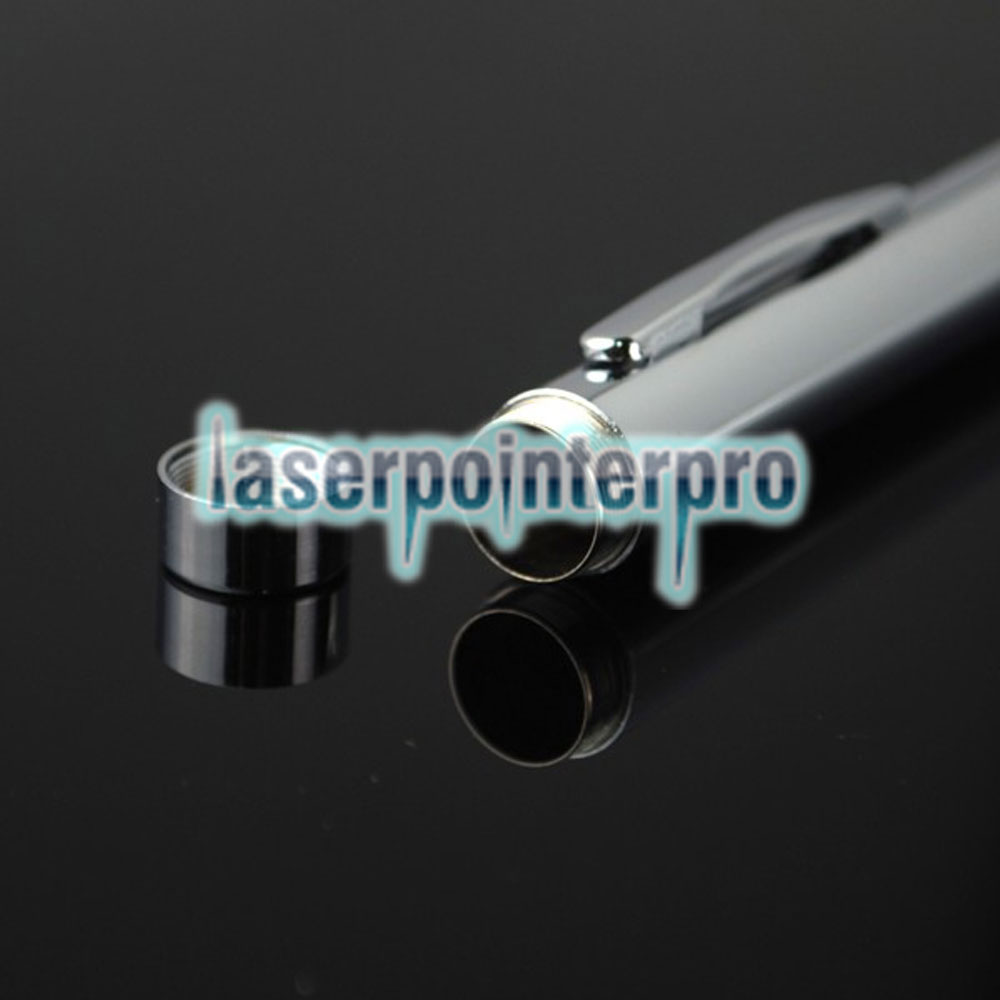 10mw 532nm Penna puntatore laser interamente in acciaio con luce verde a singolo punto di luce, colore metallo brillante