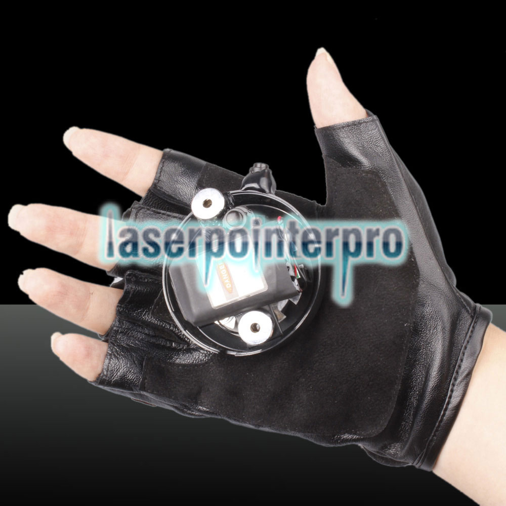 100mw 650nm & 405nm Red & Purple Light Color Swirl Light Style Rechargeable Laser Glove Black Free Size