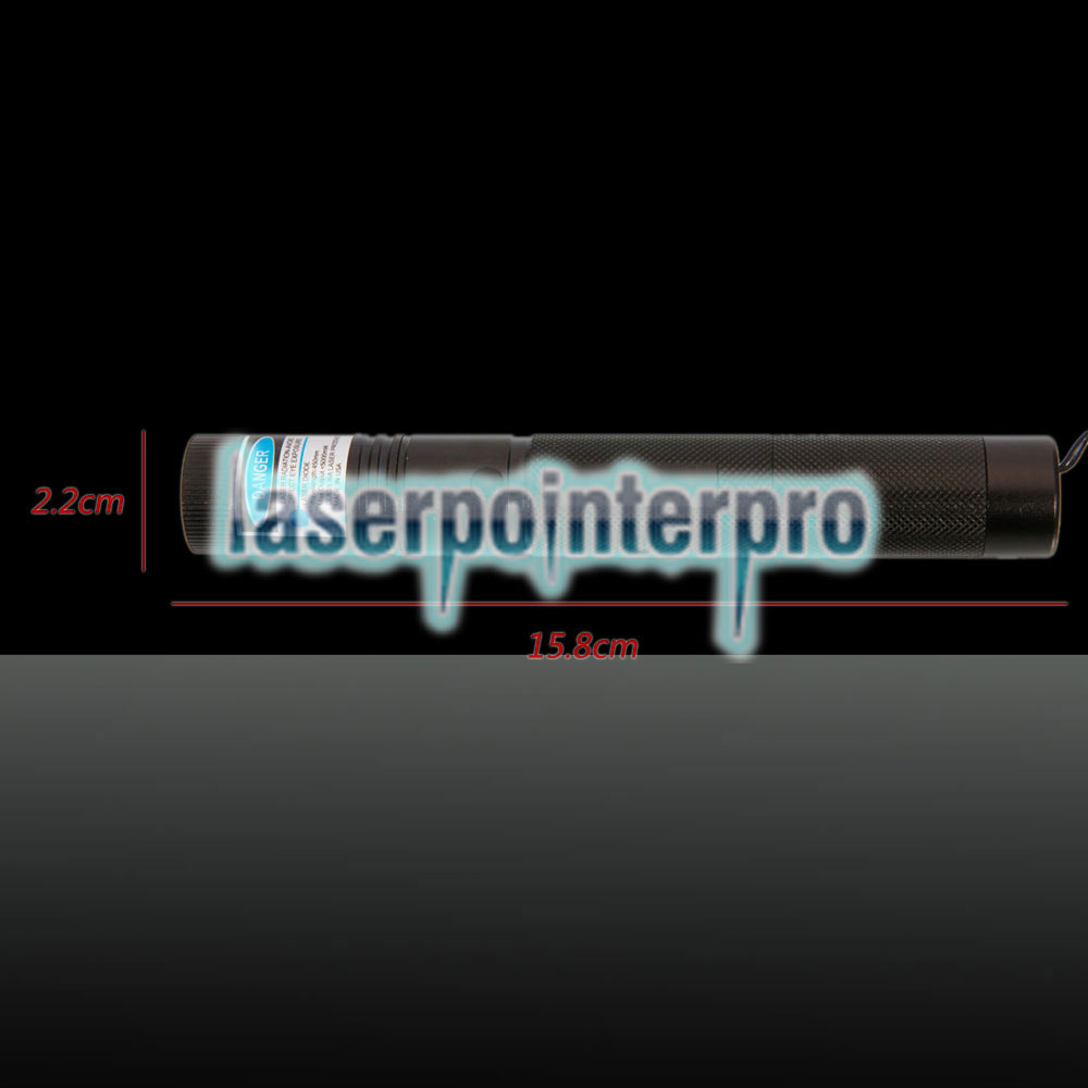 5000mW 450nm Blue Beam Einpunkt-Laserpointer Pen Kit mit Batterien & Ladegerät & Tasten Schwarz