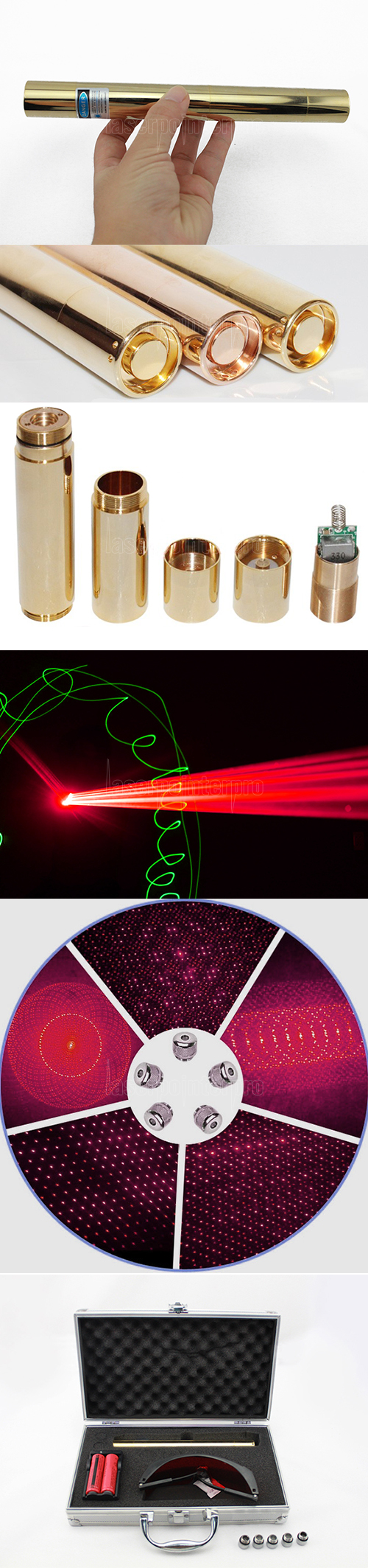 Kit penna puntatore laser ad alta potenza rosso chiaro a fascio luminoso da 10000mW 650nm dorato