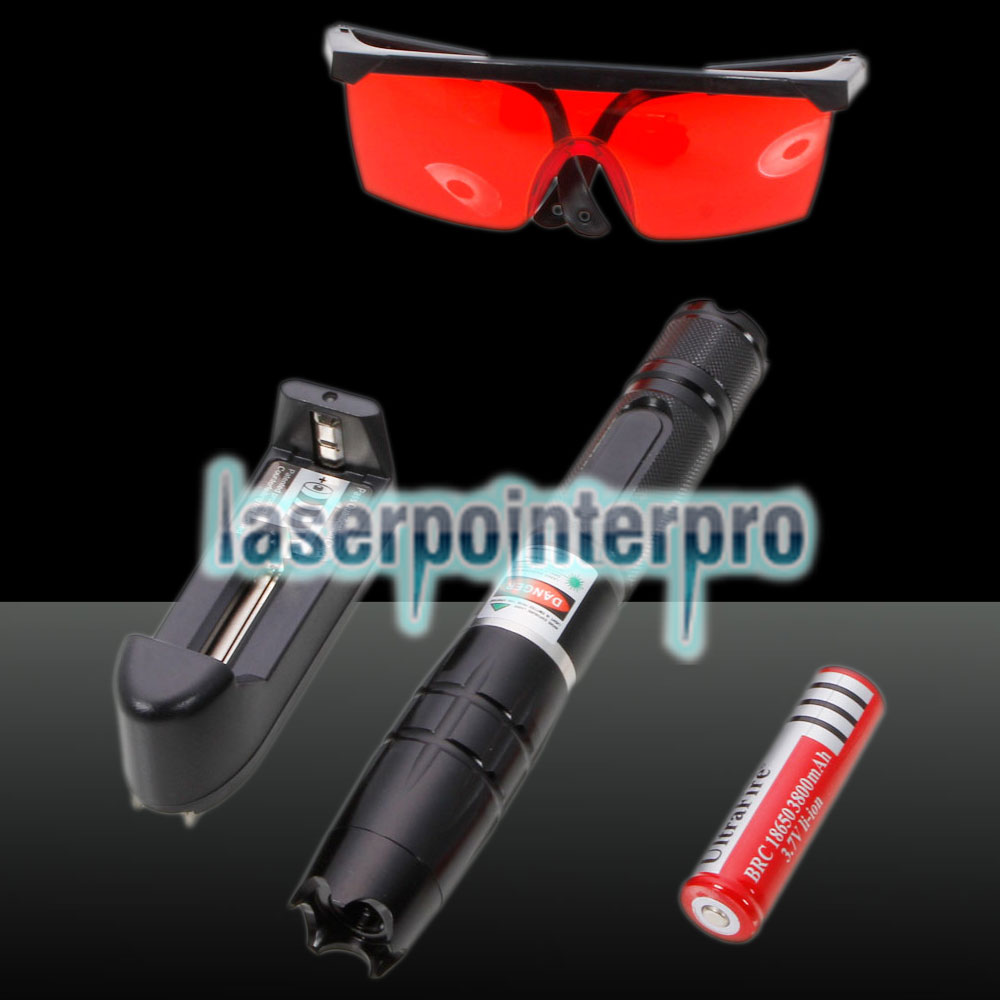 2000mW High Power Attacked Head Green Light Laser Pointer Suit Black