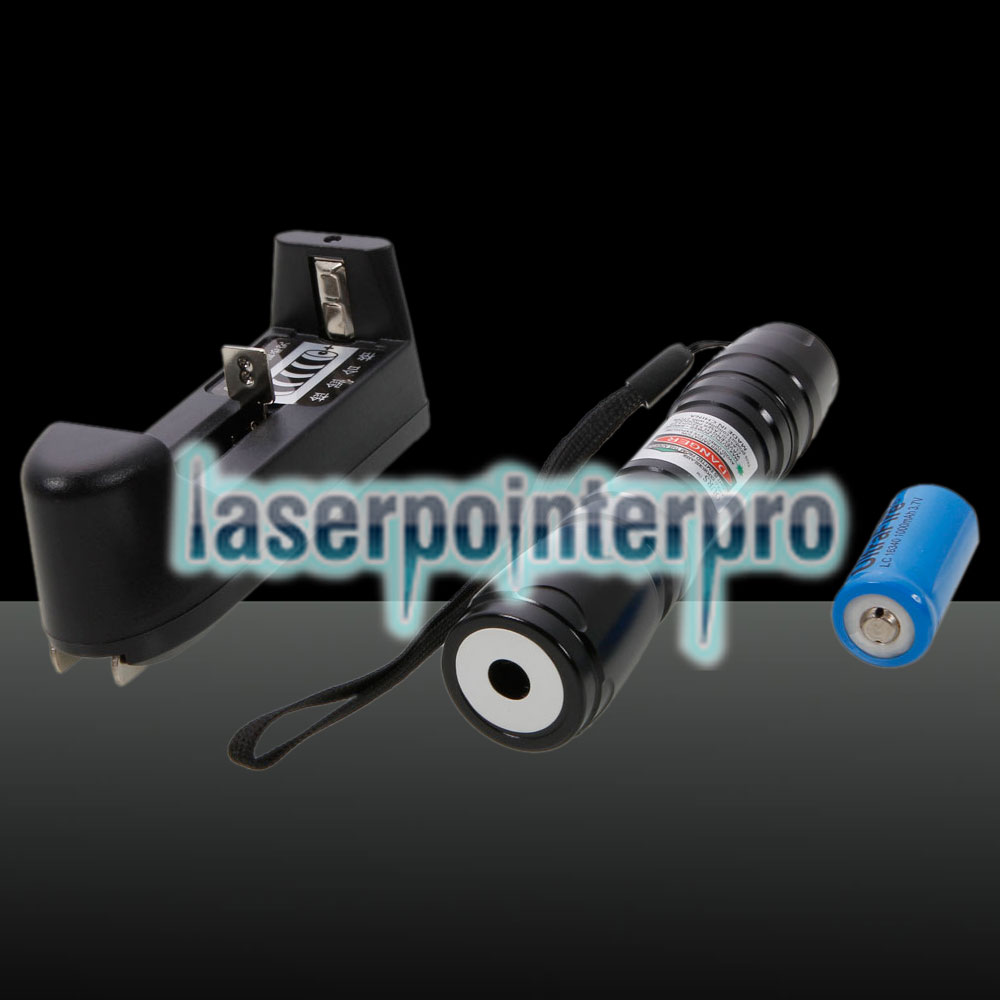 Combinaison de pointeur laser verte professionnelle 300mW avec batterie 16340 et chargeur noir (619)
