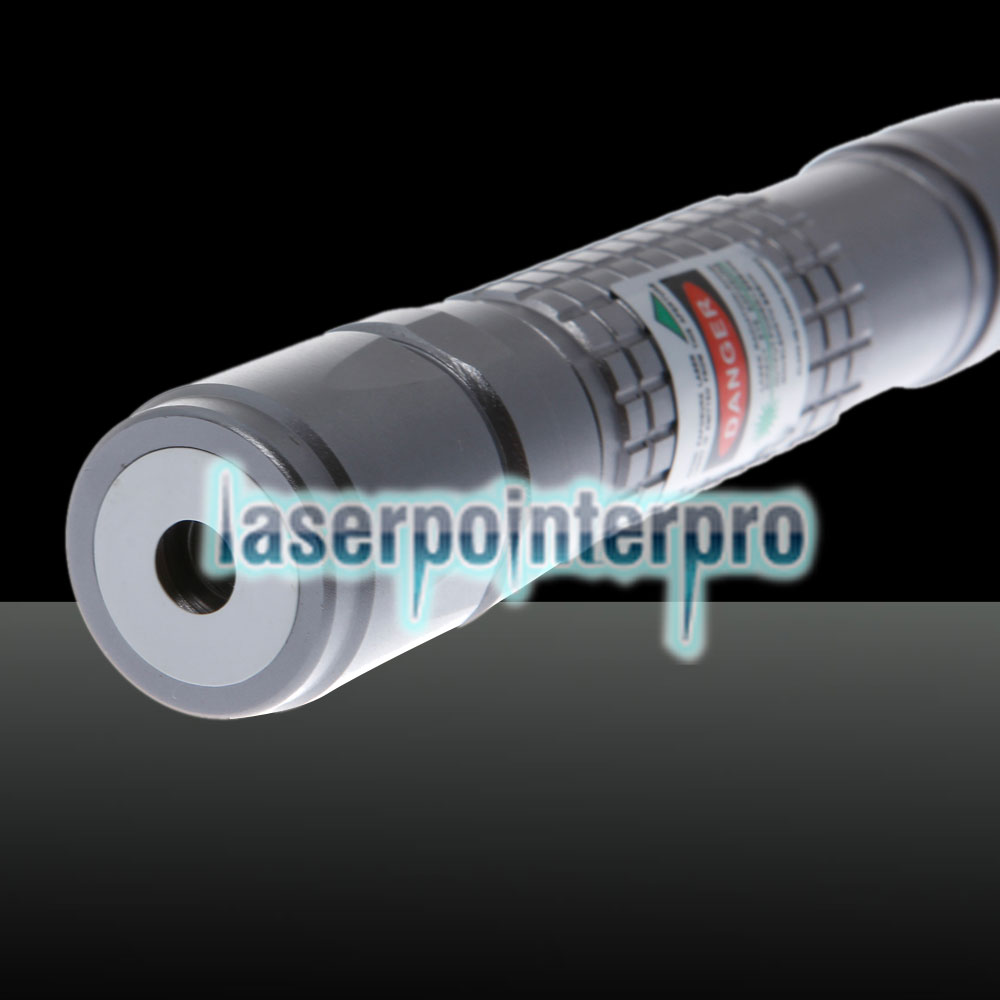 50mW Extension-Type Focus Grünes Punktmuster Facula Laserpointer mit 18650 Akku Silber
