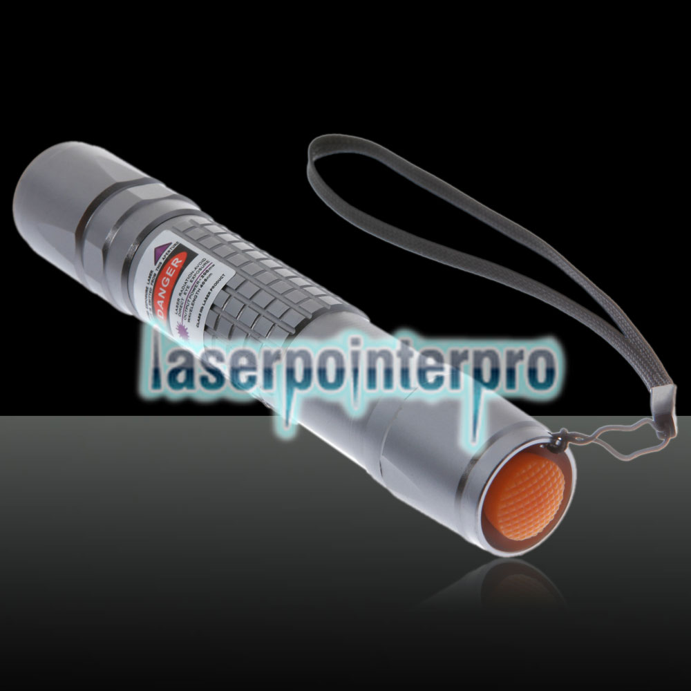 Stylo pointeur laser Facula avec motif de points d'extension violet 50mW avec pile rechargeable 18650, argent