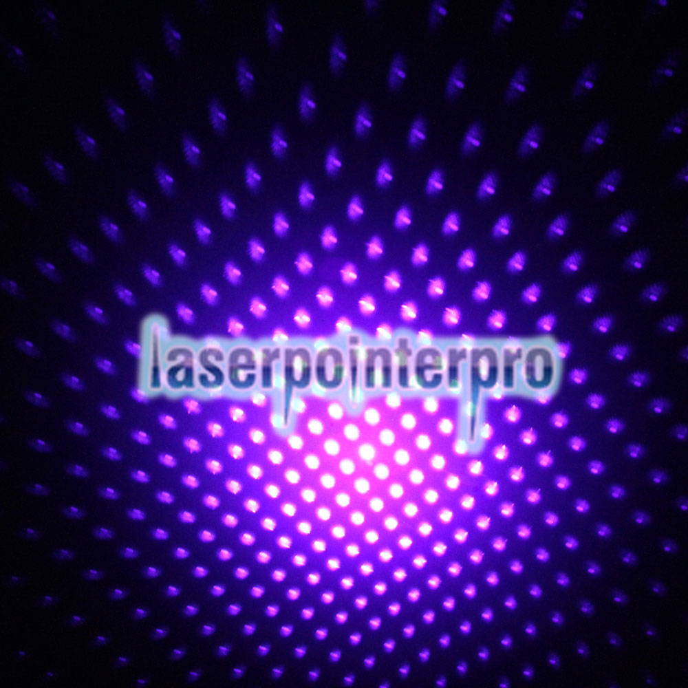 100mw padrão de pontos / padrão estrelado / multi-padrões foco roxo luz ponteiro laser caneta prata