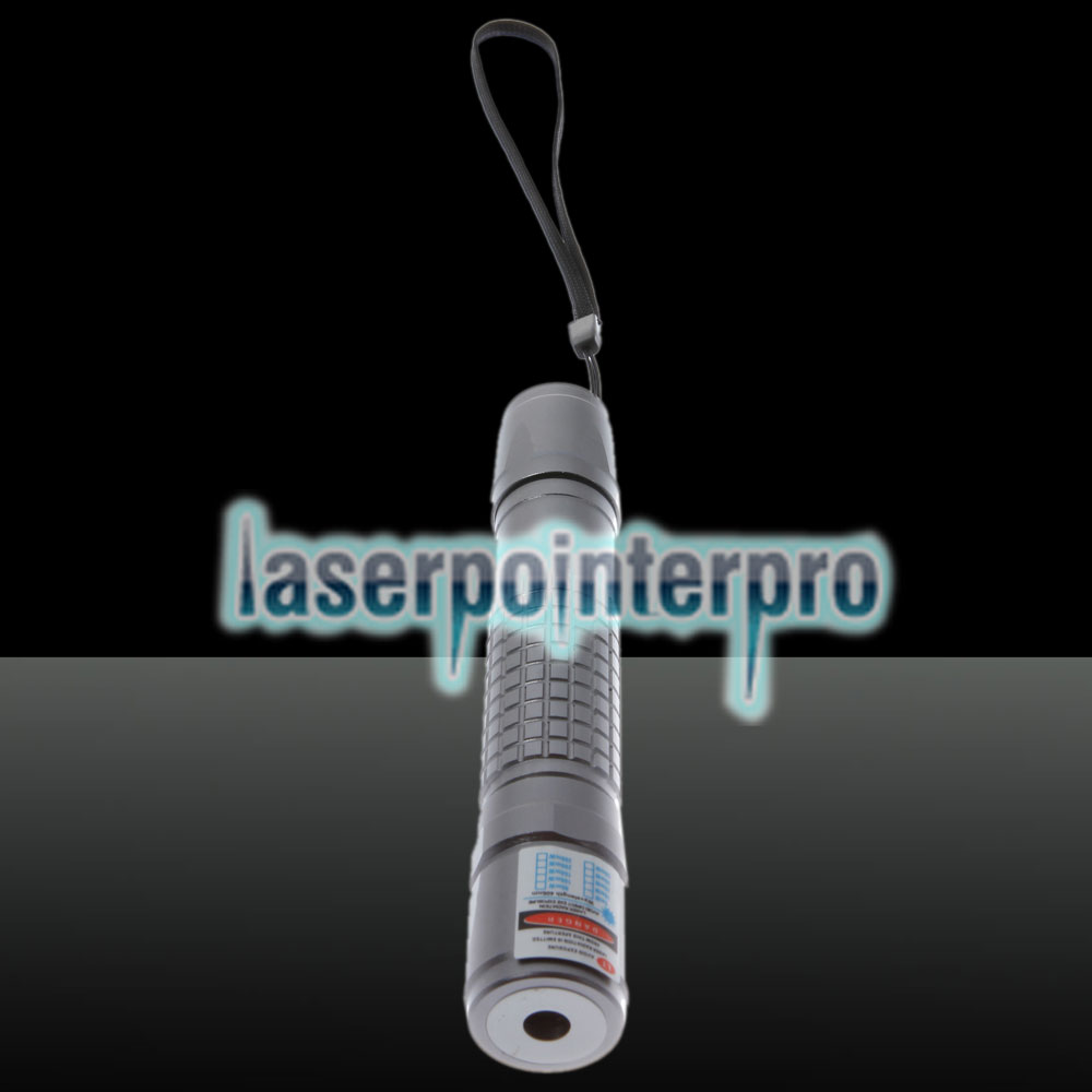 Penna puntatore laser con puntatore a reticolo blu puro a sfocatura di tipo 1000mW con batteria ricaricabile 18650 argento