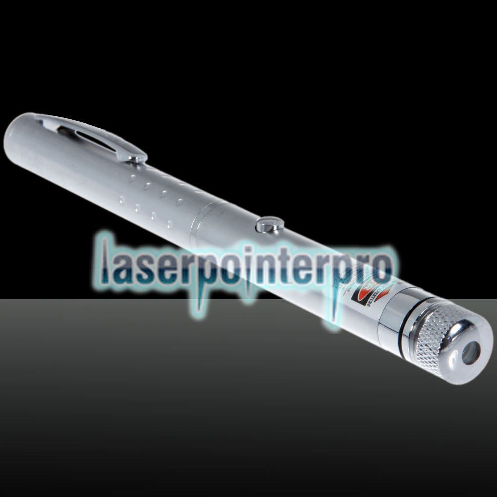 200mW Middle Open Starry Pattern Red Light Naked Laser Pointer Pen Silver