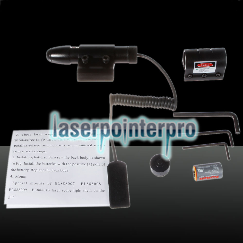 Visée laser verte 50MW 532nm avec support pour arme à feu (avec 1 pile CR2 3V + boîtier), noir
