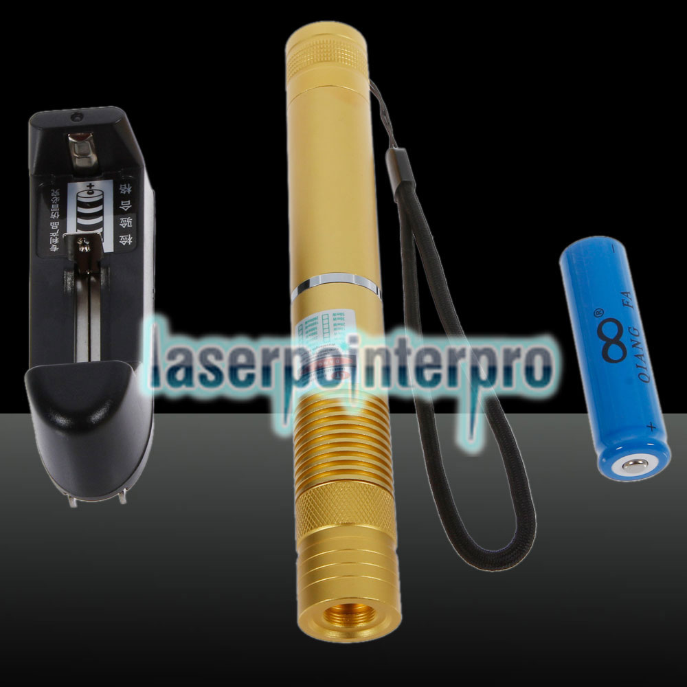 Stylo pointeur laser à faisceau de focalisation de faisceau vert 200mW 532nm avec batterie rechargeable 18650 jaune