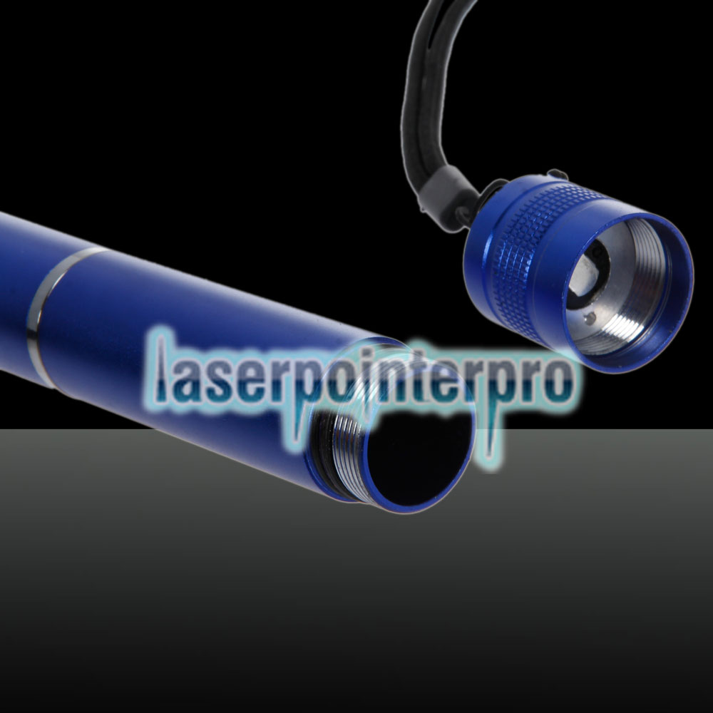 200mW 532nm Focus Green Beam Light Laser Pointer Pen com 18650 Bateria recarregável azul