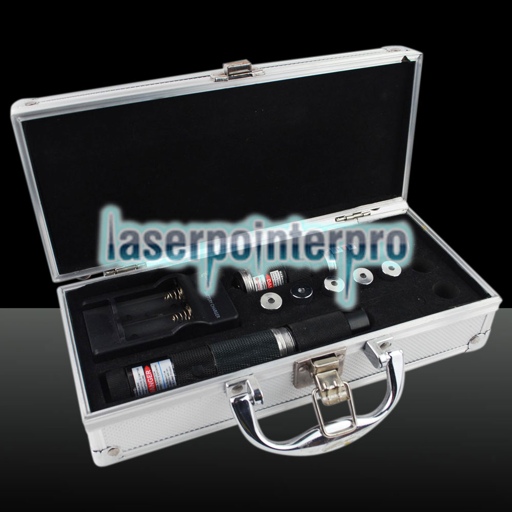 Penna puntatore laser multifunzionale 3 in 1 1500 mW blu, verde e rosso con zoom a raggio laser nero