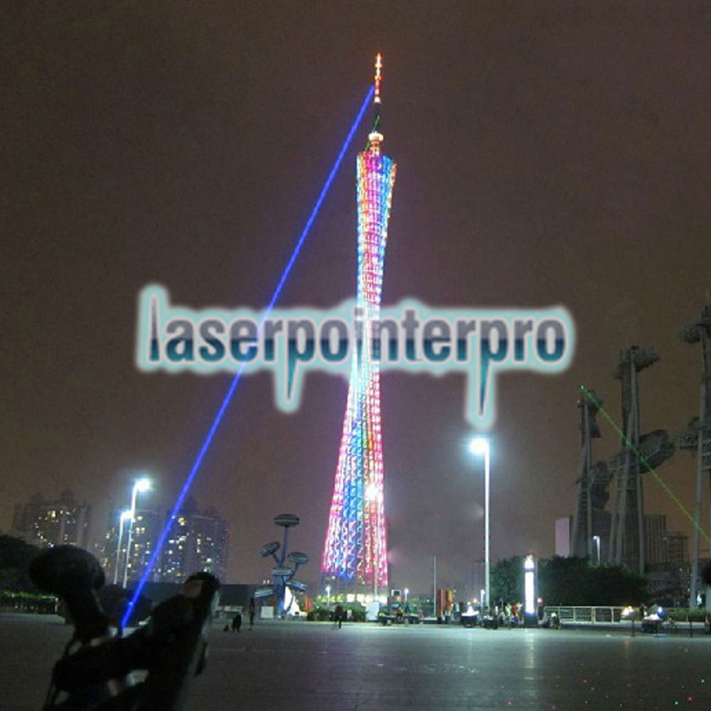 Stylo pointeur laser multifonctionnel 3-en-1 1500mW bleu et vert et rouge avec zoom laser noir