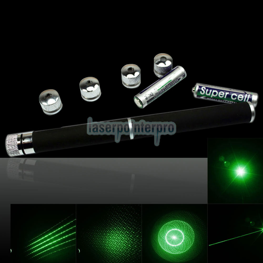 Penna puntatore laser verde caleidoscopico con apertura a mezz'aria da 5 in 1 30 mW 532 nm