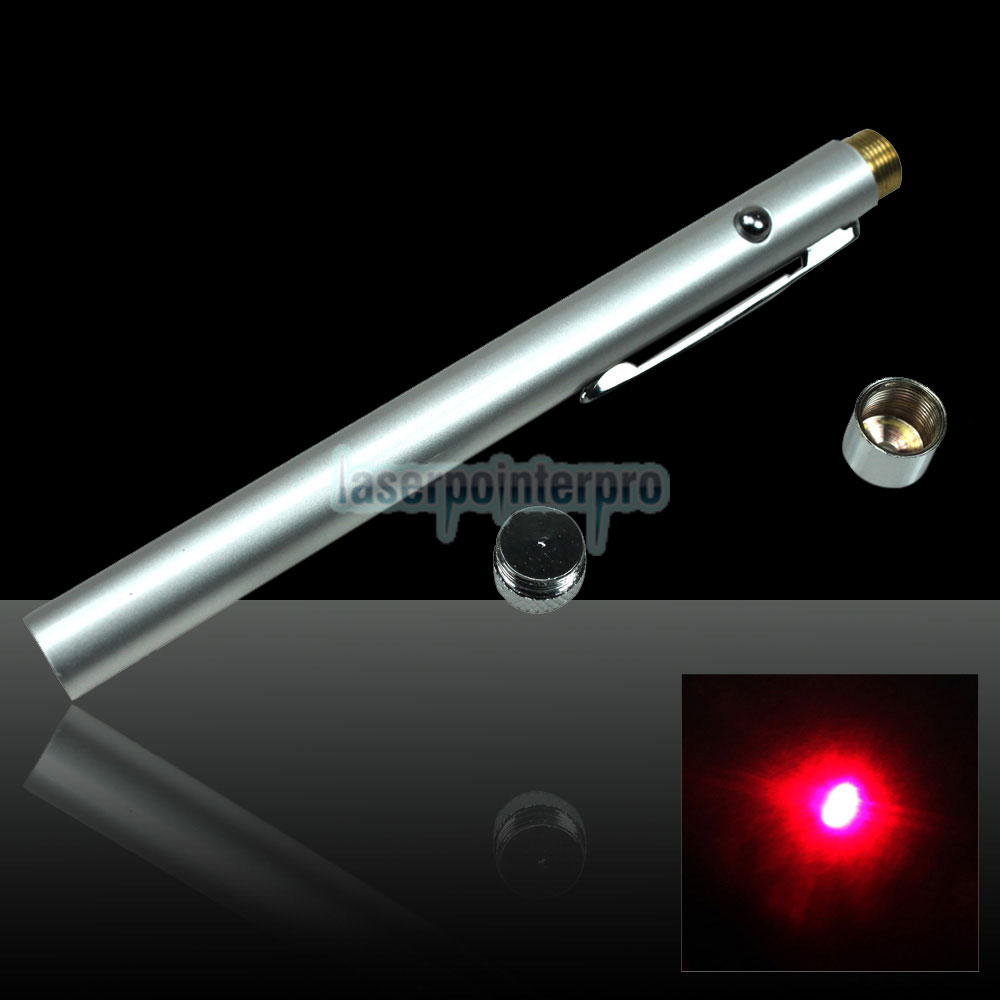 Stylo pointeur laser rouge ultra puissant dos arrière 650mm 5mW argent