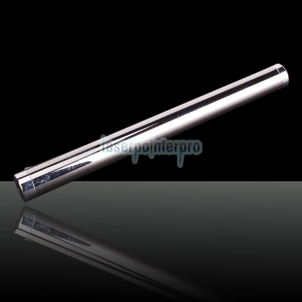 Penna puntatore laser verde in acciaio 50mW 532nm con batteria 2AAA