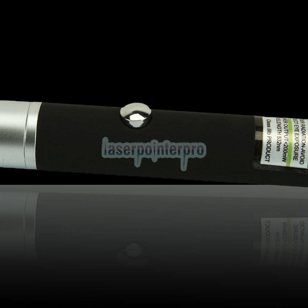 Stylo pointeur laser vert demi-acier 200mW 532nm avec batterie 2AAA