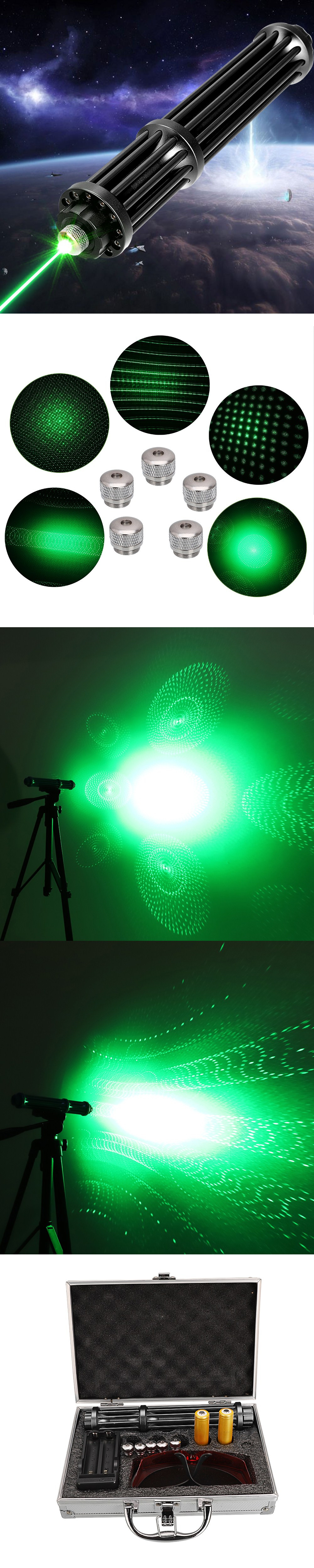 50000mw 520nm Kit puntatore laser verde bruciante ad alta potenza bruciante nero