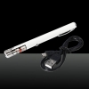 200mW 650nm Red Beam Light Rechargeable Starry Laser Pointer Pen White