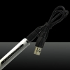 100mW 532nm ponto único USB cobrável Laser Pointer Pen branco LT-ZS002