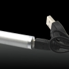 5-em-1 200mw 650nm Laser Red Laser Beam USB Pointer Pen USB com cabo e Laser Heads Prata