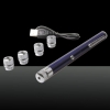 5-en-1 200MW 405nm Violet faisceau laser USB Pen pointeur laser avec un câble USB et Laser Heads Violet