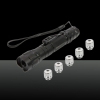 532nm 1mw Starry Pattern Green Light Laser Pointer Pen with Five Laser Heads Black