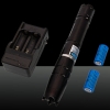 5000mW 450nm Blue Beam Single-point Stainless Steel Laser Pointer Pen Kit with Batteries & Charger Black