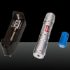 200mW 405nm Blu Viola fascio singolo punto kit in acciaio inox Penna puntatore laser con batteria e caricabatteria argento